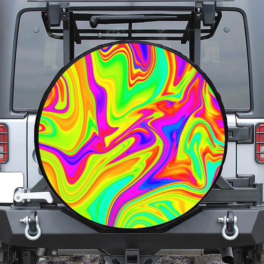 Abstract Liquid Trippy Print Tire Cover