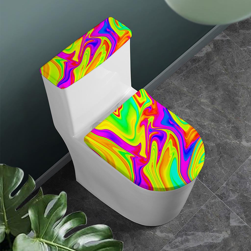 Abstract Liquid Trippy Print Toilet Lid And Tank Cover Set