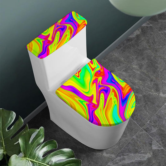 Abstract Liquid Trippy Print Toilet Lid And Tank Cover Set