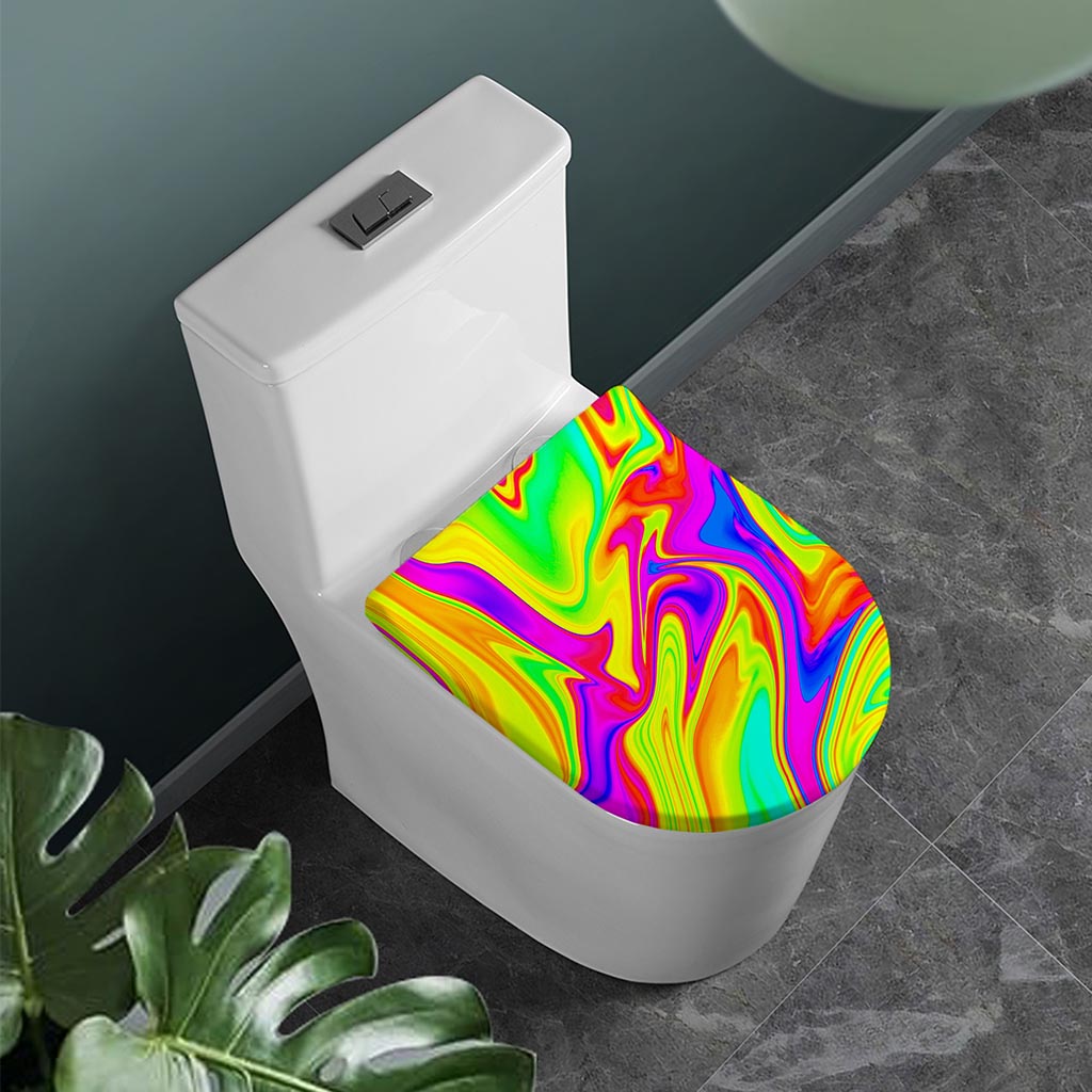 Abstract Liquid Trippy Print Toilet Lid Cover