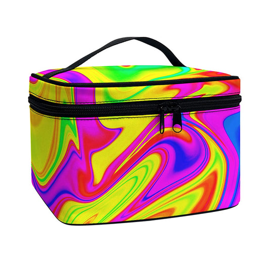 Abstract Liquid Trippy Print Travel Makeup Bag