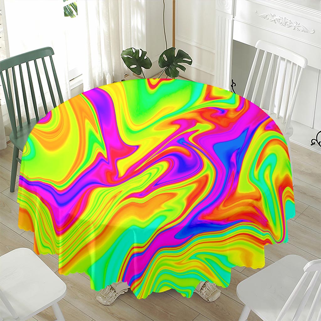 Abstract Liquid Trippy Print Waterproof Round Tablecloth