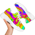 Abstract Liquid Trippy Print White Chunky Shoes