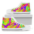 Abstract Liquid Trippy Print White High Top Sneakers
