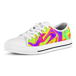Abstract Liquid Trippy Print White Low Top Sneakers