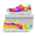 Abstract Liquid Trippy Print White Running Shoes