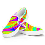 Abstract Liquid Trippy Print White Slip On Sneakers