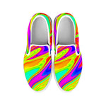 Abstract Liquid Trippy Print White Slip On Sneakers