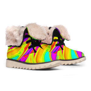 Abstract Liquid Trippy Print Winter Boots