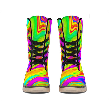 Abstract Liquid Trippy Print Winter Boots