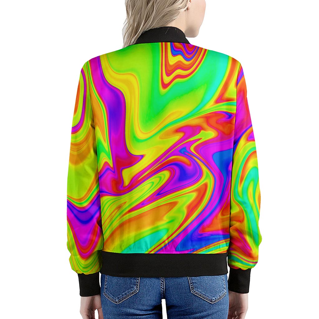 Abstract Liquid Trippy Print Women's Bomber Jacket