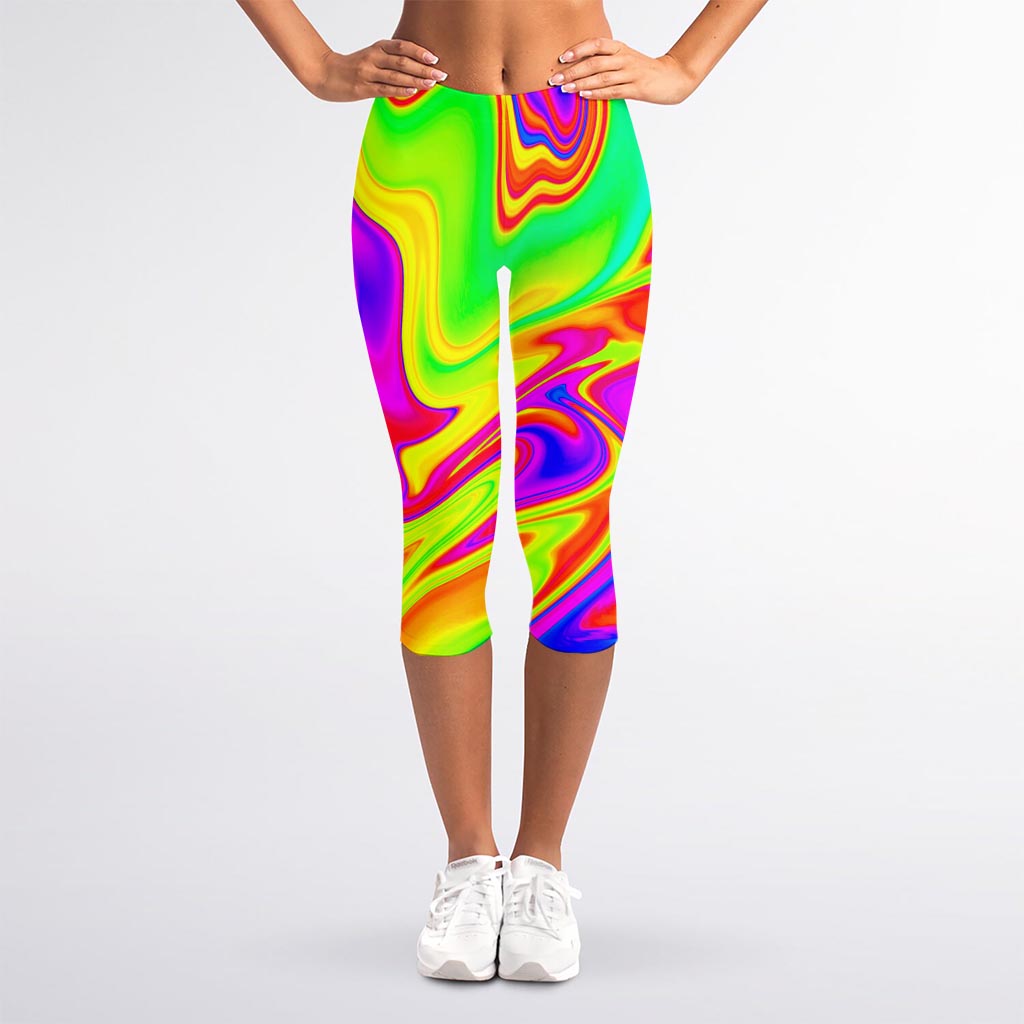 Abstract Liquid Trippy Print Women's Capri Leggings