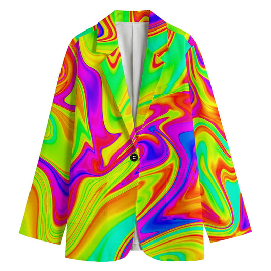 Abstract Liquid Trippy Print Women's Cotton Blazer