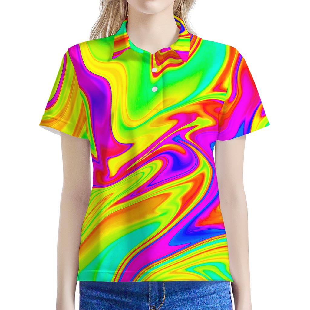 Abstract Liquid Trippy Print Women's Polo Shirt