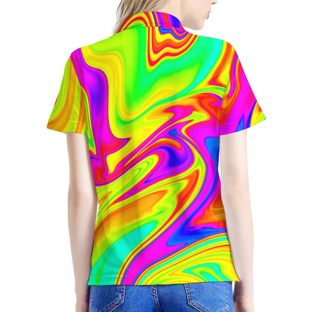 Abstract Liquid Trippy Print Women's Polo Shirt
