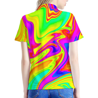 Abstract Liquid Trippy Print Women's Polo Shirt