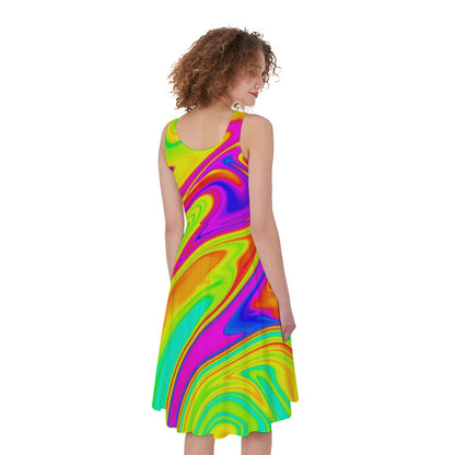 Abstract Liquid Trippy Print Women's Sleeveless Dress