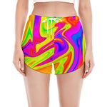 Abstract Liquid Trippy Print Women's Split Running Shorts