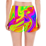 Abstract Liquid Trippy Print Women's Split Running Shorts