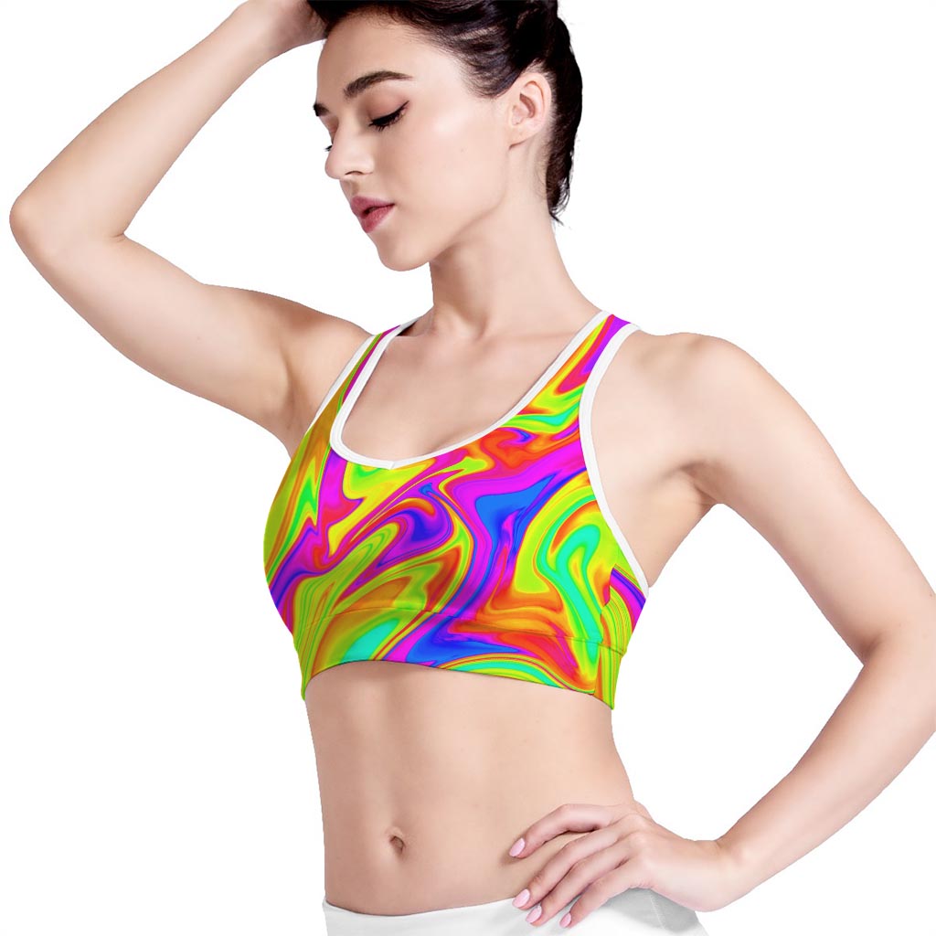 Abstract Liquid Trippy Print Women's Sports Bra