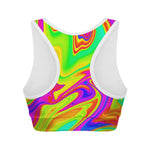 Abstract Liquid Trippy Print Women's Sports Bra