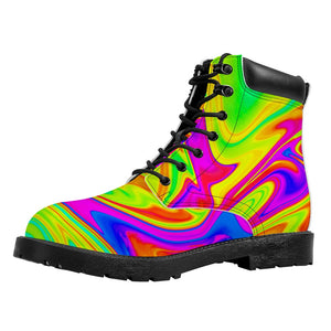 Abstract Liquid Trippy Print Work Boots
