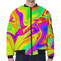 Abstract Liquid Trippy Print Zip Sleeve Bomber Jacket