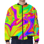 Abstract Liquid Trippy Print Zip Sleeve Bomber Jacket