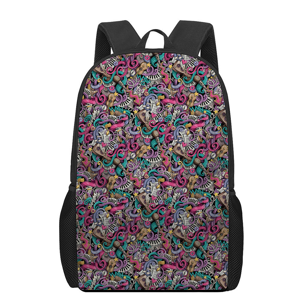Abstract Music Pattern Print 17 Inch Backpack