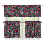 Abstract Music Pattern Print 3 Piece Kitchen Curtains