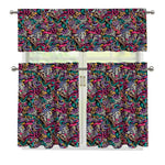 Abstract Music Pattern Print 3 Piece Kitchen Curtains