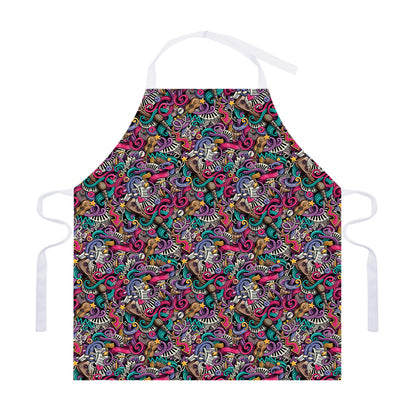 Abstract Music Pattern Print Adjustable Apron