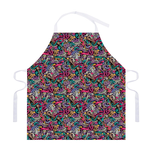 Abstract Music Pattern Print Adjustable Apron