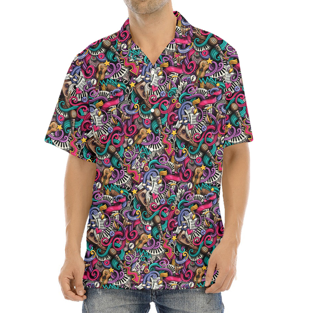Abstract Music Pattern Print Aloha Shirt