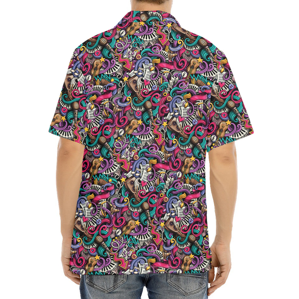 Abstract Music Pattern Print Aloha Shirt