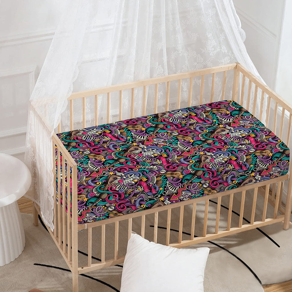 Abstract Music Pattern Print Baby Crib Sheet