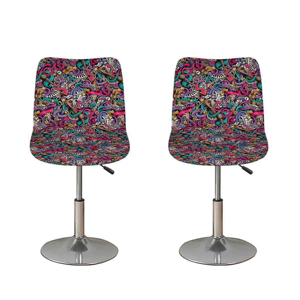 Abstract Music Pattern Print Bar Stool Covers