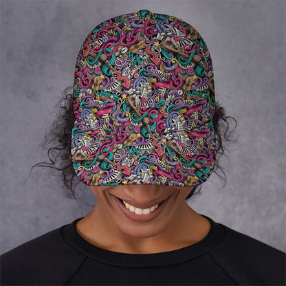 Abstract Music Pattern Print Baseball Cap