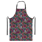 Abstract Music Pattern Print Bib Apron With Pocket