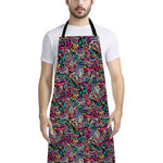 Abstract Music Pattern Print Bib Apron With Pocket