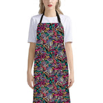 Abstract Music Pattern Print Bib Apron With Pocket