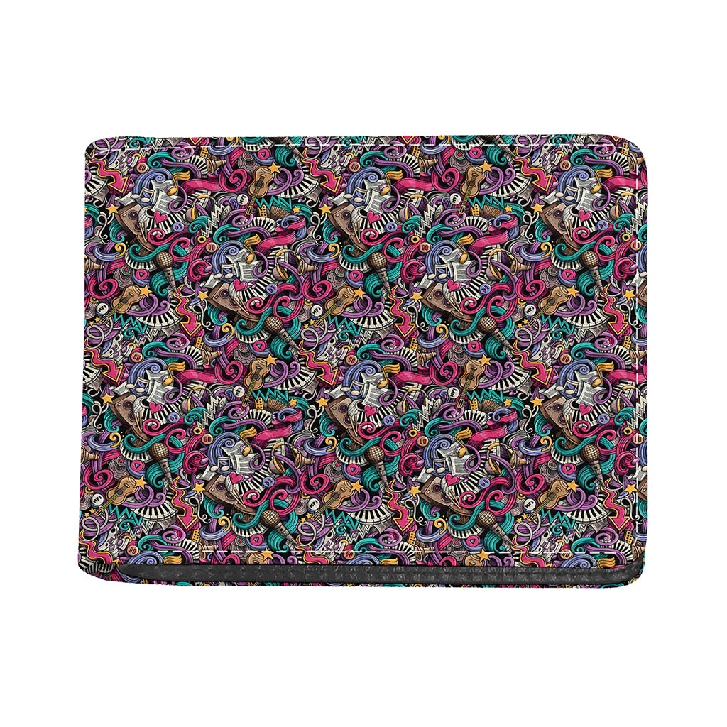 Abstract Music Pattern Print Bifold Wallet