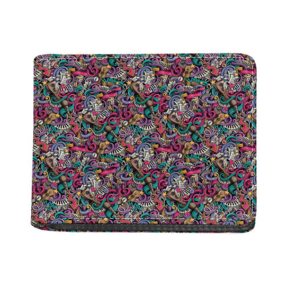 Abstract Music Pattern Print Bifold Wallet