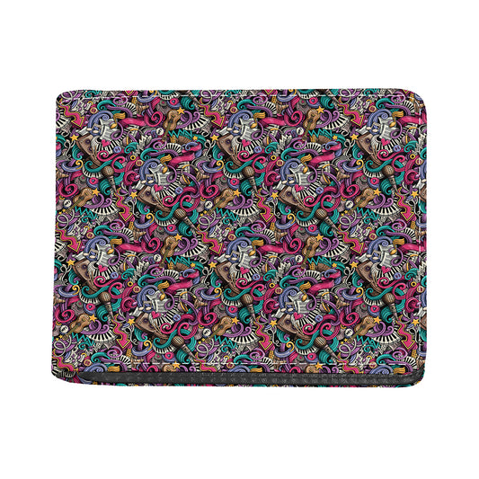 Abstract Music Pattern Print Bifold Wallet