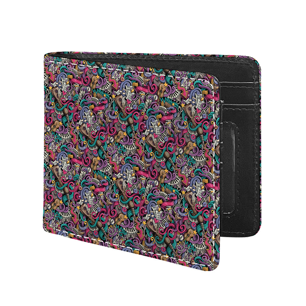 Abstract Music Pattern Print Bifold Wallet