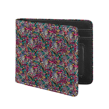 Abstract Music Pattern Print Bifold Wallet