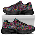 Abstract Music Pattern Print Black Chunky Shoes