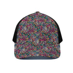 Abstract Music Pattern Print Black Mesh Trucker Cap