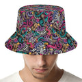 Abstract Music Pattern Print Bucket Hat