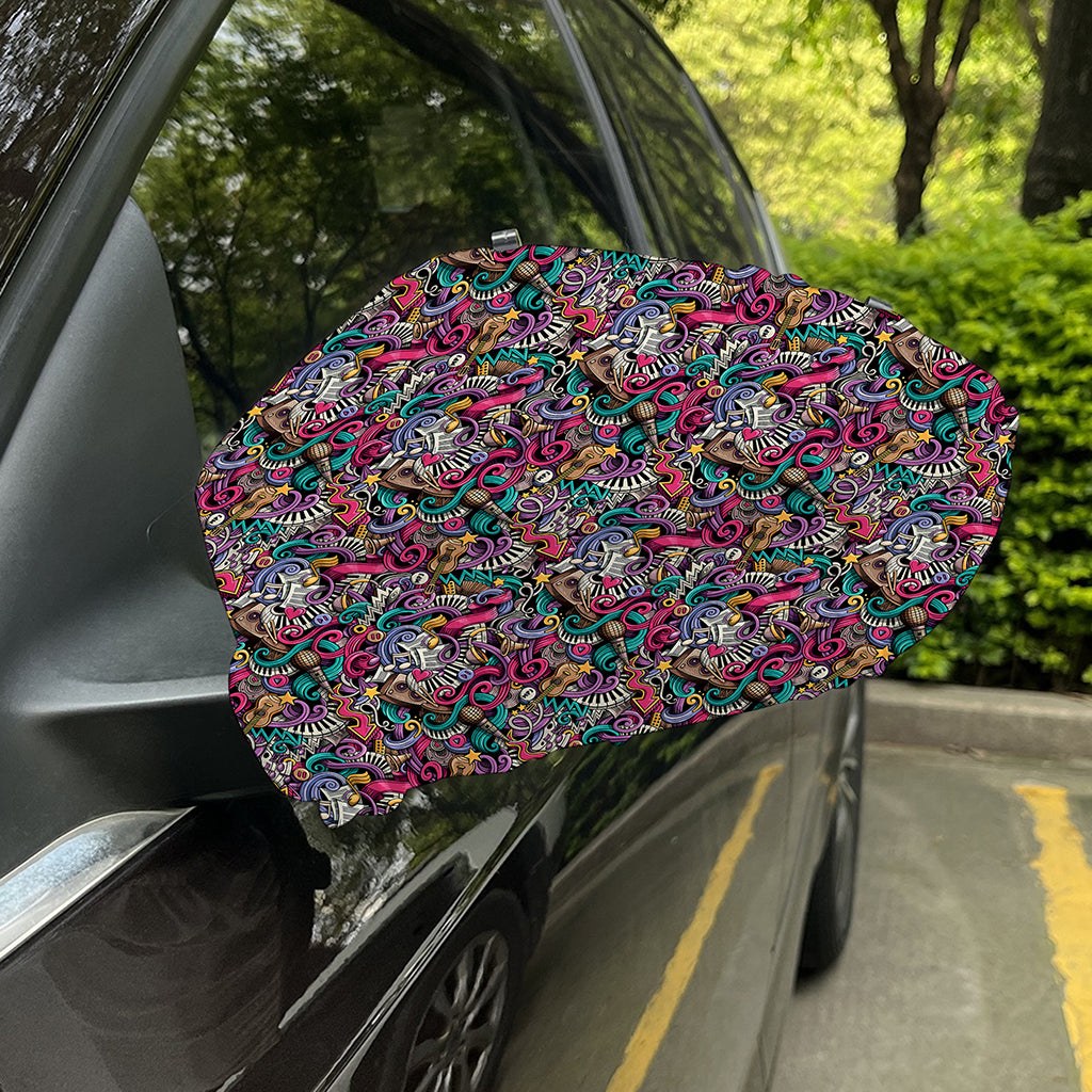 Abstract Music Pattern Print Car Side Mirror Covers